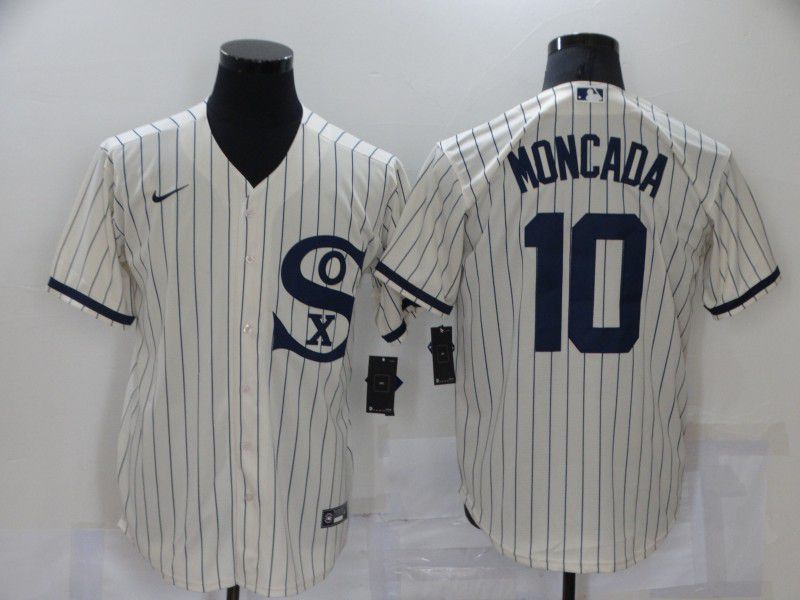Men Chicago White Sox #10 Moncada Cream stripe Dream version Game Nike 2021 MLB Jersey